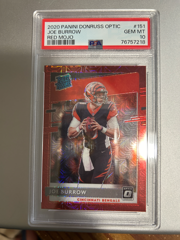 2020 Optic Red Mojo Prizm #151 Joe Burrow RC PSA 10
