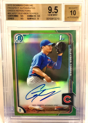Gleyber Torres 2015 Bowman Chrome Green 1st Auto /99