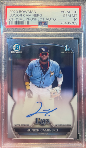 2023 BOWMAN CHROME PROSPECTS JUNIOR CAMINERO RC AUTO PSA 10 GEM!