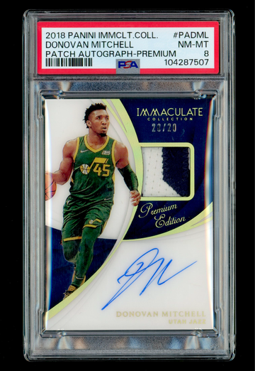 2018 Panini Immaculate Premium Collection Donovan Mitchell RPA Auto /20 Rookie RC PSA 8