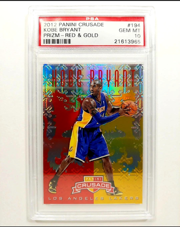 2012 Panini Crusade Kobe Bryant Red & Gold Prizm/99 PSA 10 #194