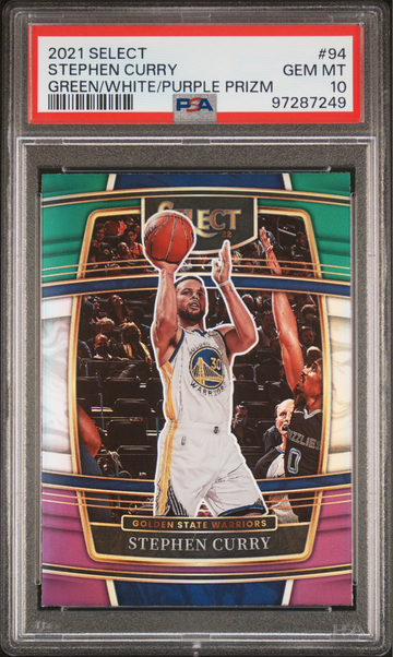 2021 Select Stephen Curry Grn/Wht/Prpl Prizm PSA 10