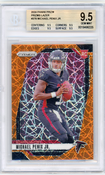 2024 Panini Prizm Michael Penix Jr Orange Lazer Prizm Rookie RC #378 BGS 9.5