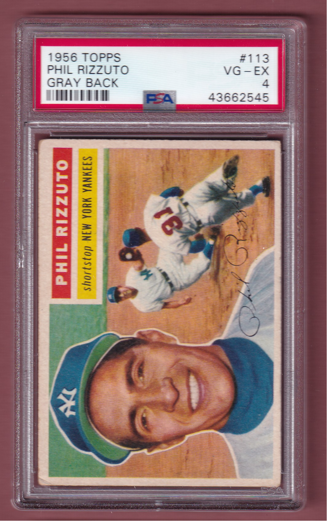 1956 Topps #113 Phil Rizzuto Gray Back PSA 4
