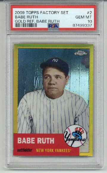 2009 TOPPS FACTORY SET GOLD REFRACTOR BABE RUTH #2 BABE RUTH CARD PSA 10