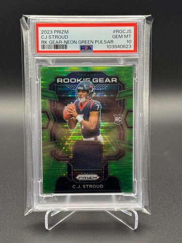 CJ Stroud 2023 Prizm Rookie Gear Neon Green Pulsar PSA 10
