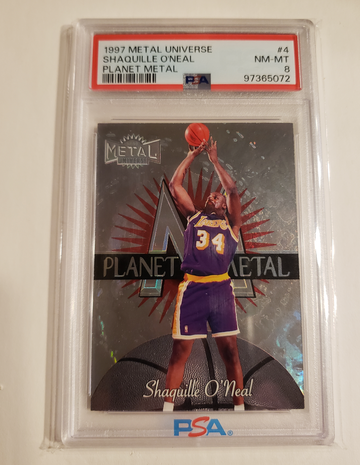 1997 Metal Universe Planet Metal #4 SHAQUILLE O'NEAL PSA 8