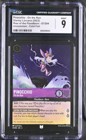 Disney Lorcana Pinocchio - On the Run COLD FOIL Uncommon CGC 9 MINT