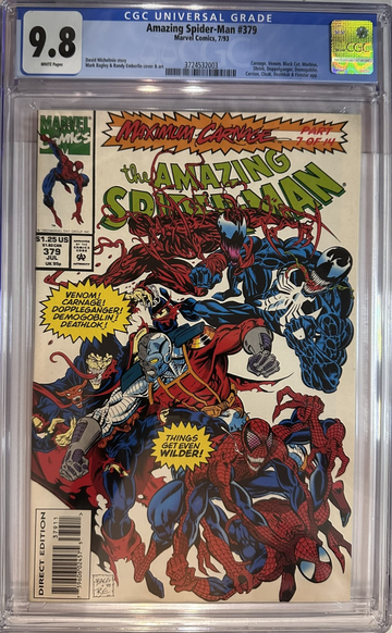 Amazing Spider-Man #379 1993 CGC 9.8 White Pages Maximum Carnage Part 7 Venom!