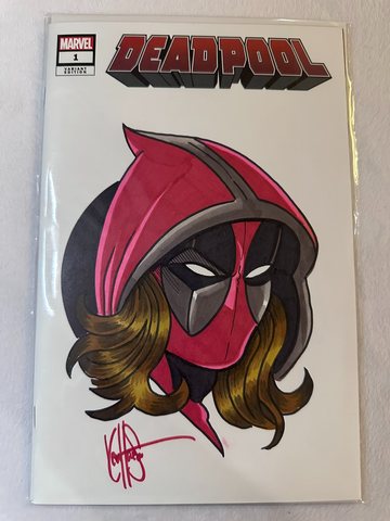 Deadpool #1 (2024) NM Blank Cover Variant w/ Original Art by Ken Haeser w/CoA