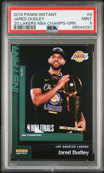 Jared Dudley 2020 Panini Lakers NBA Champions #9 Green Card 10/10 PSA 9 Mint