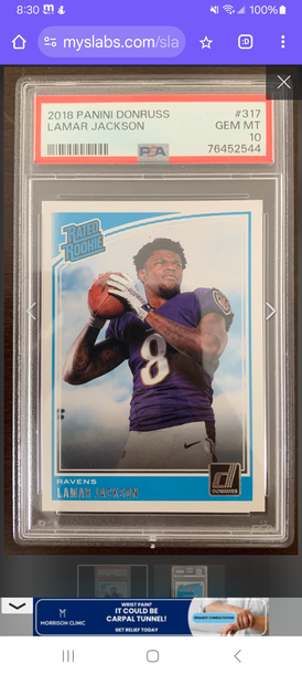 2018 Donruss Rated Rookie Lamar Jackson PSA 10