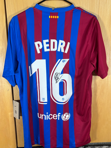 2021-22 Pedri Signed Soccer Barcelona Jersey Auto Beckett Witness