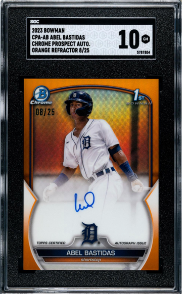 2023 Bowman Abel Bastidas Chrome Prospect Orange Refractor 1st Auto /25 SGC 10