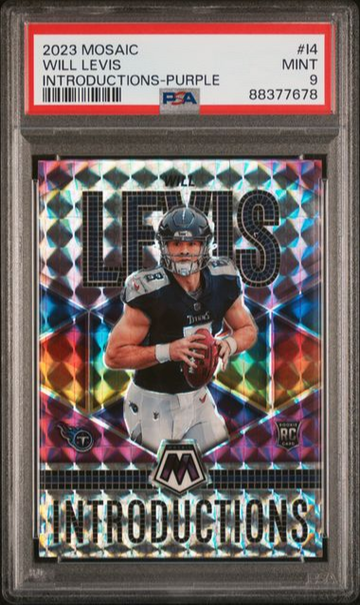 Will Levis RC 2023 Panini Mosaic Introductions Purple PSA 9 48/49 Tennessee Titans
