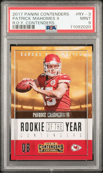 2017 Panini Contenders-  Rookie of Year- Patrick Mahomes-  PSA 9