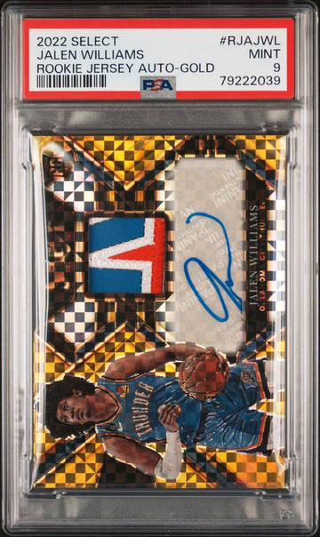 2022 Select- Jalen Williams- Rookie Jersey Auto- Gold - /10 PSA 9- POP 1- highest PSA graded