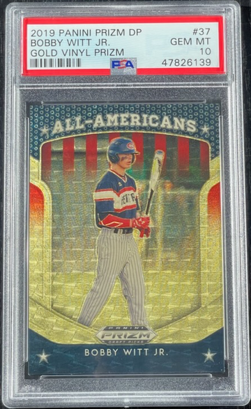 Bobby Witt Jr. 2019 Panini Prizm Draft Picks Gold Vinyl Prizm #37 #2/5 Rookie Card PSA GEM MINT 10 🔥🔥🔥