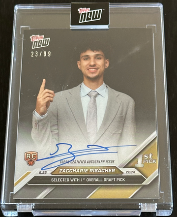 Zaccharie Risarcher 2024 Topps Now On-Card Autograph Drafted #1 #D-1A Rookie Card NBA Draft Sealed 🔥🔥🔥