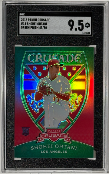 Shohei Ohtani 2018 Panini Crusade Green Prizm /50 #14 RC SGC 9.5 Mint+ 🔥🔥🔥