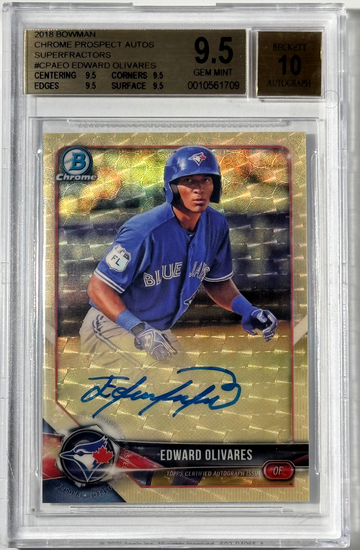 Edward Olivares 2018 Bowman Chrome Prospect Autographs Superfractors 1/1 #CPA-EO Rookie Card BGS Gem Mint 9.5/10 🔥🔥🔥
