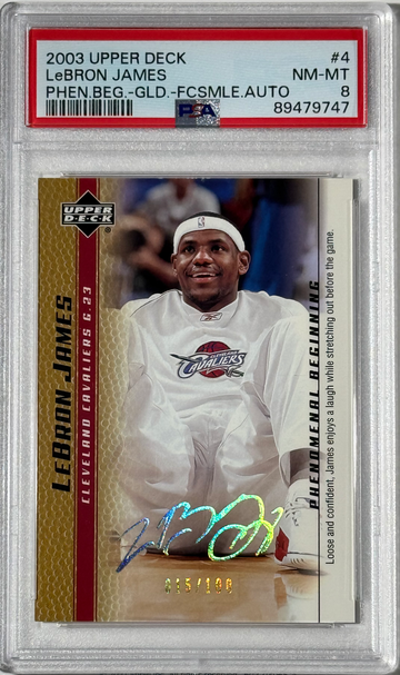 LeBron James 2003 Upper Deck Phenomenal Beginnings Gold Facsimile Autograph /100 #4 RC PSA 🔥🔥🔥