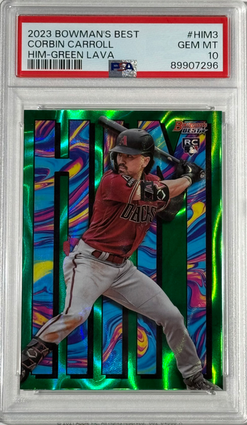 Corbin Carroll 2023 Bowman's Best HIM Green Lava Rookie Card #01/10 #HIM-3 PSA Gem Mint 10 🔥🔥🔥