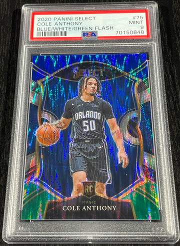 Cole Anthony 2020 Panini Select Blue/White/Green Flash Rookie Card #09/49 #75 PSA 9, POP 3 None Higher 🔥🔥🔥