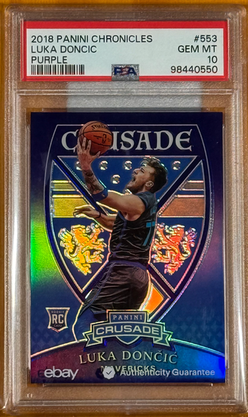 Luka Doncic 2018 Panini Chronicles Purple Prizm /49 #553 Rookie Card PSA 10 🔥🔥🔥