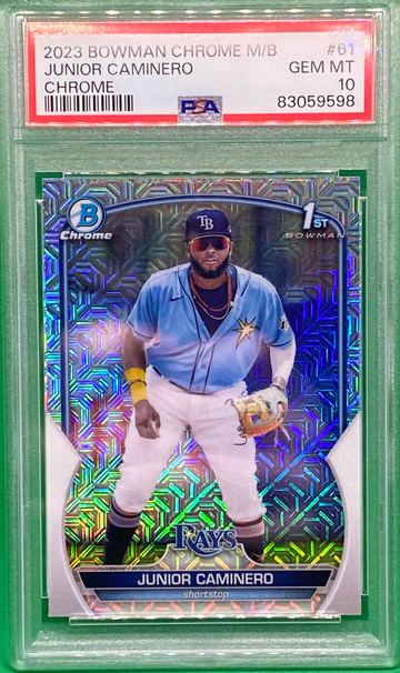 2023 junior caminero 1st bowman chrome mega box psa 10!