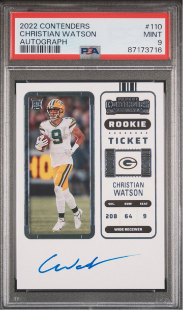 2022 contenders christian watson rookie ticket auto psa 9!