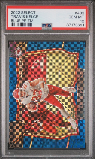 2022 select travis kelce blue /49 psa 10!