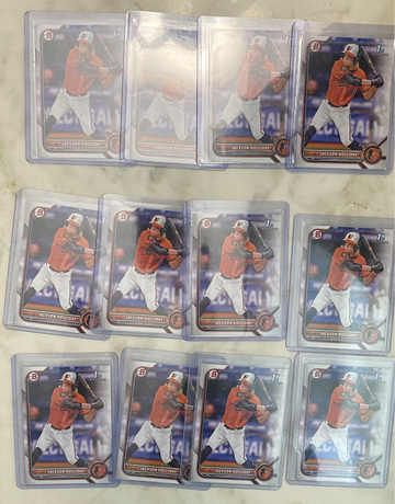 (12) 2022 bowman draft jackson holliday 1st bowman, lot of 12!