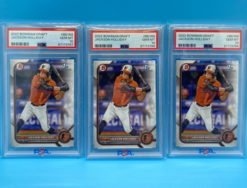(3) 2022 bowman draft jackson holliday 1st bowman paper psa 10 lot of 3!