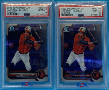 (2) 2022 bowman draft chrome jackson holliday 1st bowman psa 10 lot of 2!