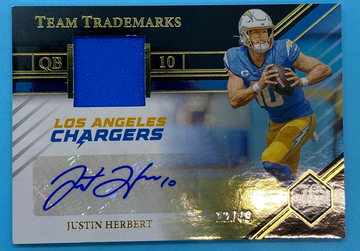 2023 limited team trademarks justin herbert jersey auto 12/49!