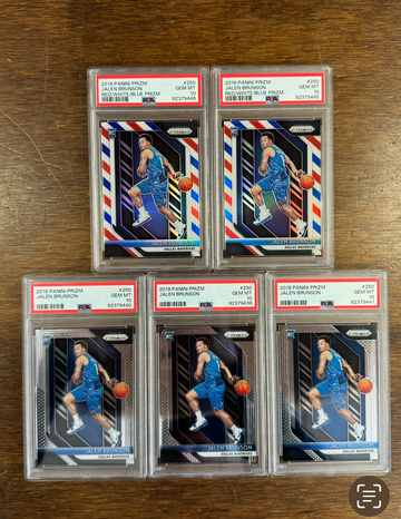 5X Jalen Brunson 2018 Prizm RC Rookie #250 2X RWB and 3X Base PSA 10 Lot 