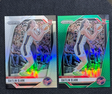 2X 2024 Panini Prizm Caitlin Clark Silver and Green Prizm Lot