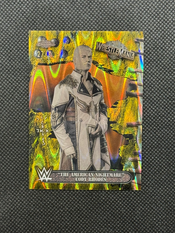 2025 Topps Chrome WWE Cactus Jack “THE AMERICAN NIGHTMARE” CODY RHODES Gold Refractor #27/50.