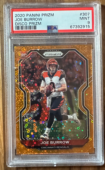2020 Prizm Joe Burrow Orange Disco #307 PSA 9
