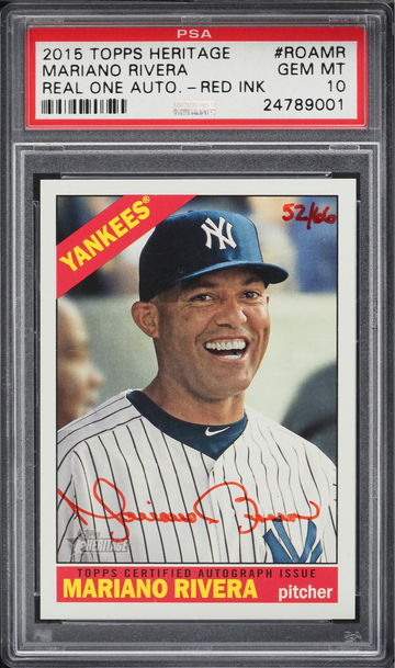 2015 Topps Heritage Mariano Rivera Real One Auto Red Ink /66 PSA 10