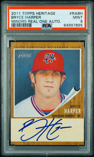 2011 Topps Heritage Bryce Harper Minors Real One Auto /154 PSA 9