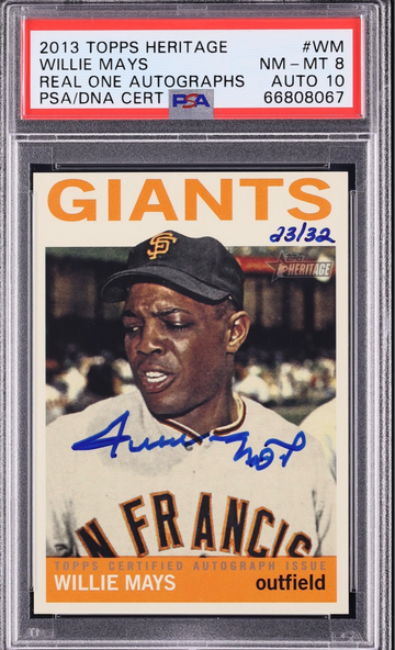 2013 Topps Heritage Willie Mays Real One Auto /32 PSA 8