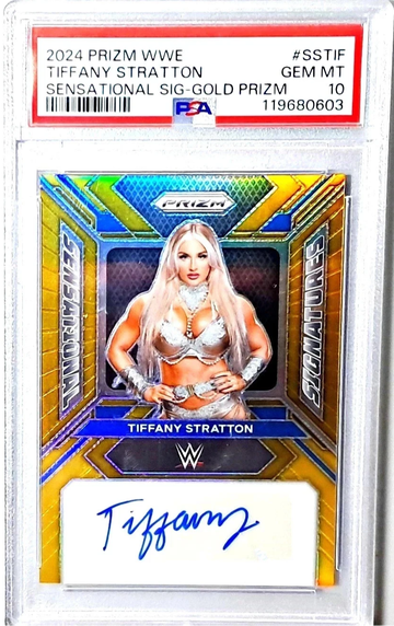 2024 Prizm WWE TIFFANY STRATTON /10 GOLD PRIZM AUTO PSA10 Sensational Signatures