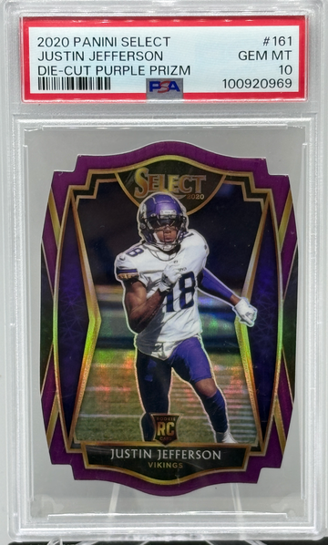 Justin Jefferson Panini Select Purple Die Cut PSA 10