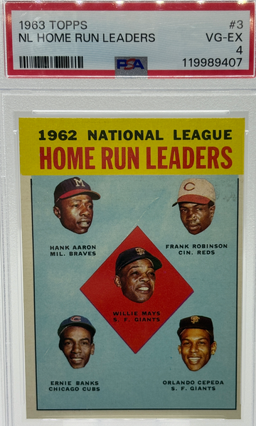 1963 Topps NL Homerun Leaders Aaron Mays Banks 