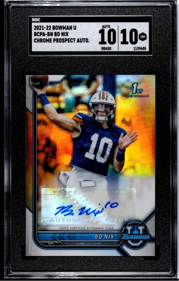 2021 Bowman University Chrome Bo Nix Auto SGC 10 w/10 AUTO