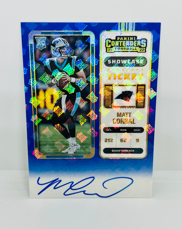 2022 Panini Contenders Matt Corral Rookie Ticket Blue Showcase Auto
