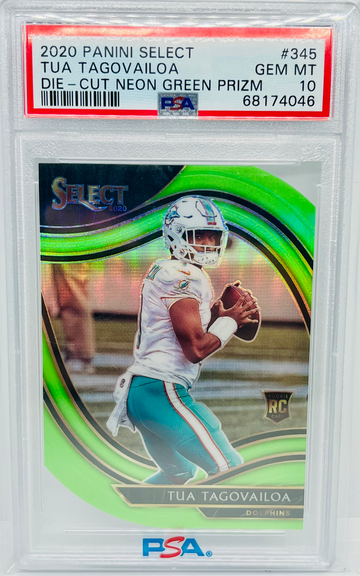 2020 Panini Select Tua Tagovailoa Rookie Neon Green Field Level PSA 10