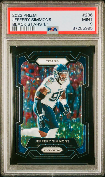 2023 Panini Prizm JEFFERY SIMMONS Black Stars 1/1 PSA 9